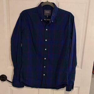 Bonobos Men's Navy and Green Plaid Shirt
